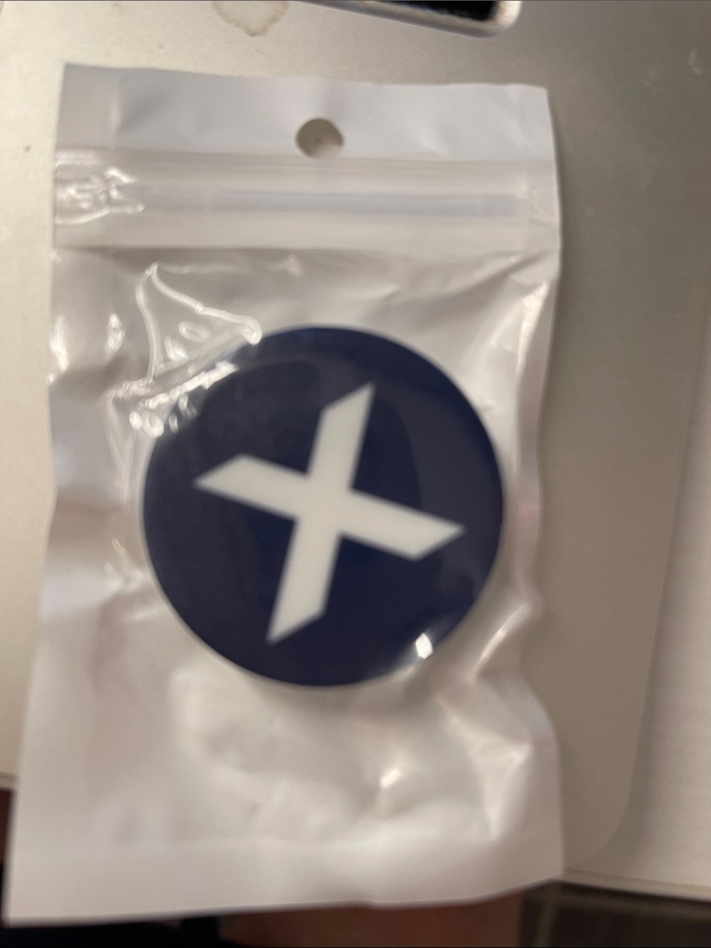 Blue Celebrity Phone Grip with White X Design - Universal Mobile Accessory